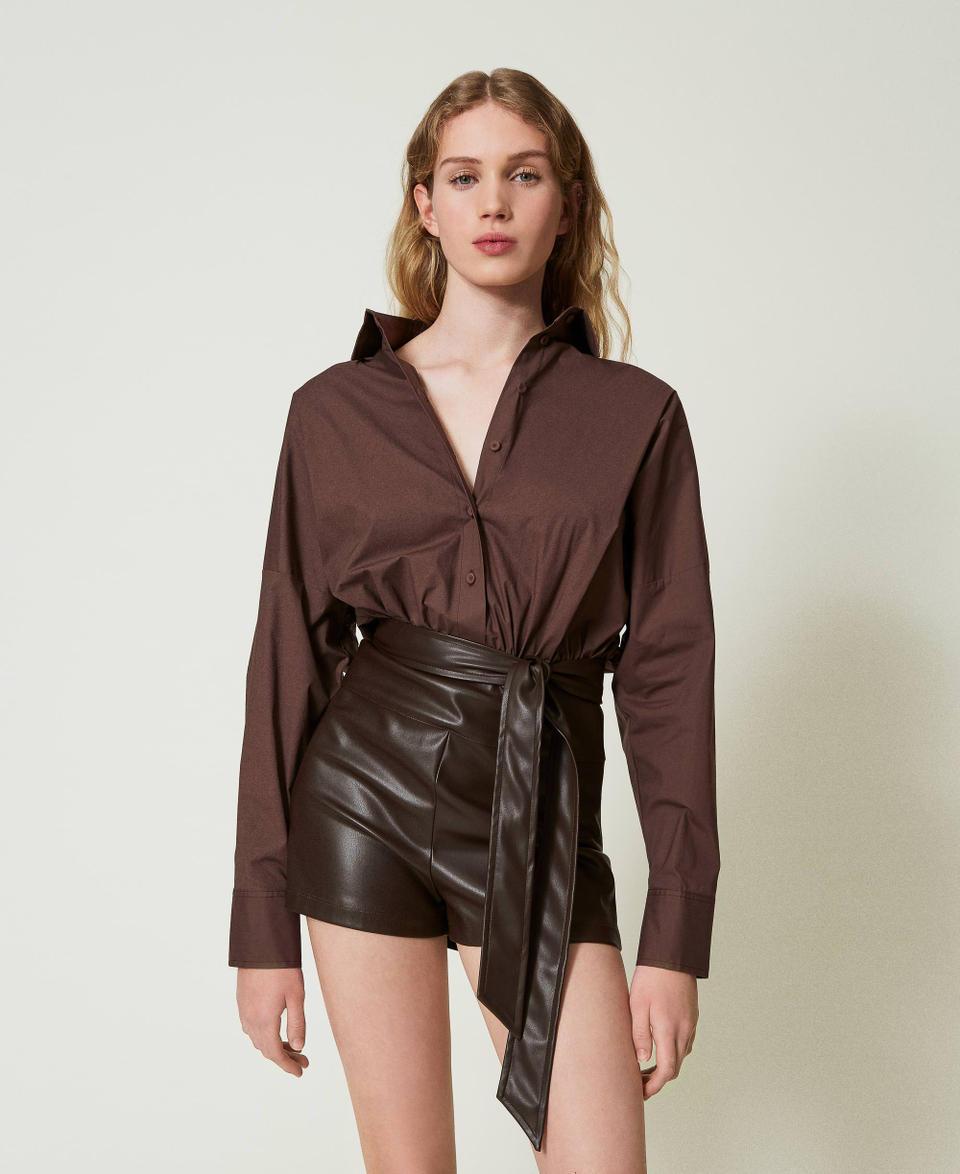Twin Set Tuta corta in popeline e tessuto spalmato Shopping Online