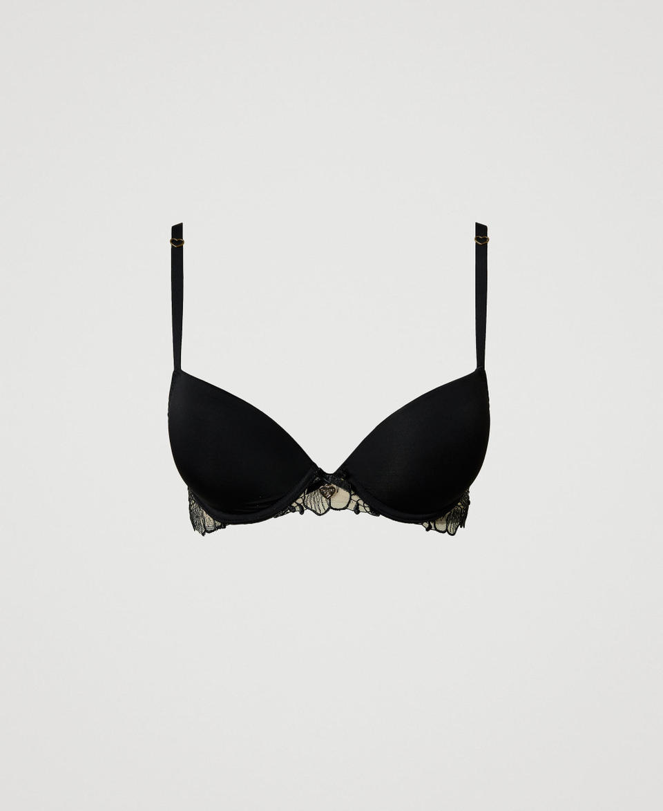 Twin Set Reggiseno push-up in tulle ricamato e charmeuse Sconto