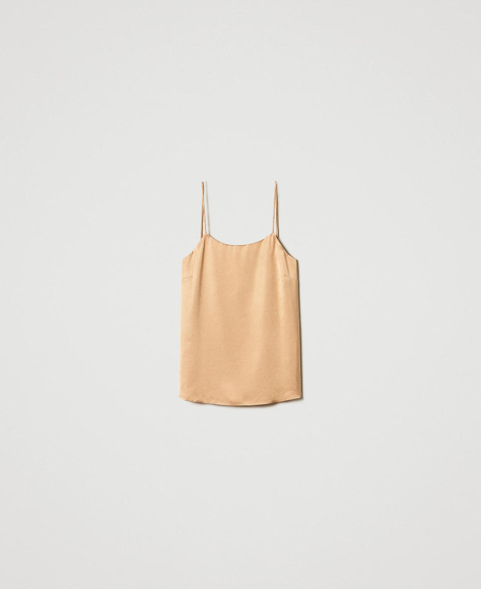 Twin Set Top in raso con scollo dritto In Vendita