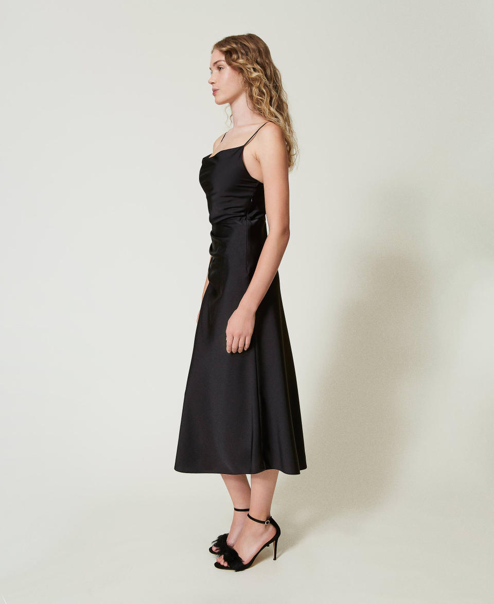 Twin Set Abito longuette in raso con drappeggio Hotsell