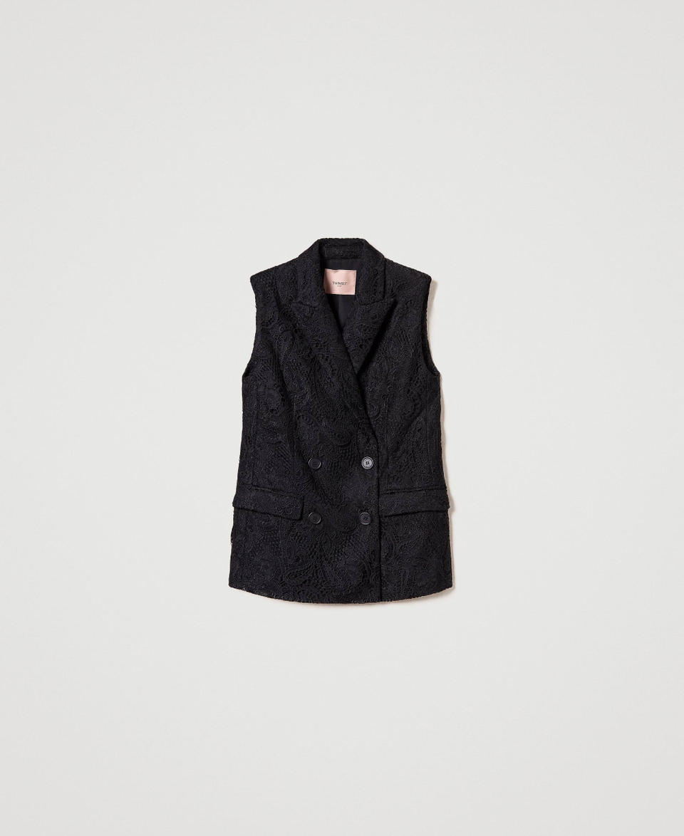 Twin Set Gilet doppiopetto in pizzo macramè Nuova