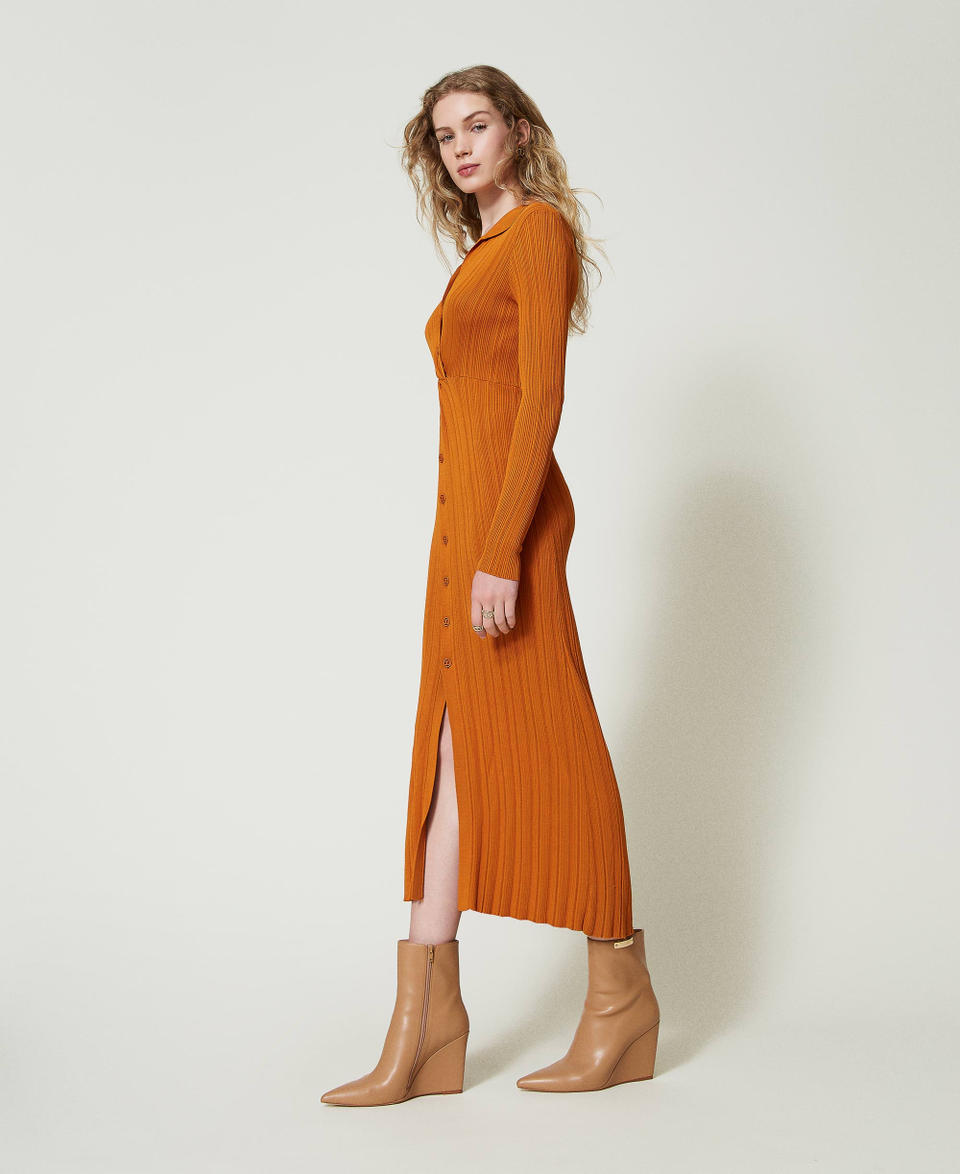 Twin Set Abito lungo in maglia con arricciatura Moda