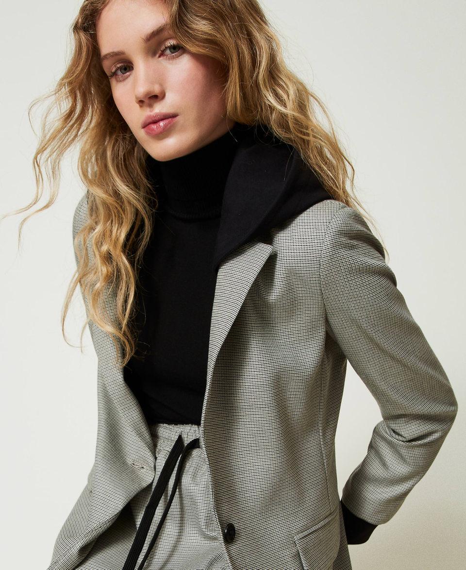 Twin Set Giacca blazer in pied de poule con cappuccio Spedizione gratuita
