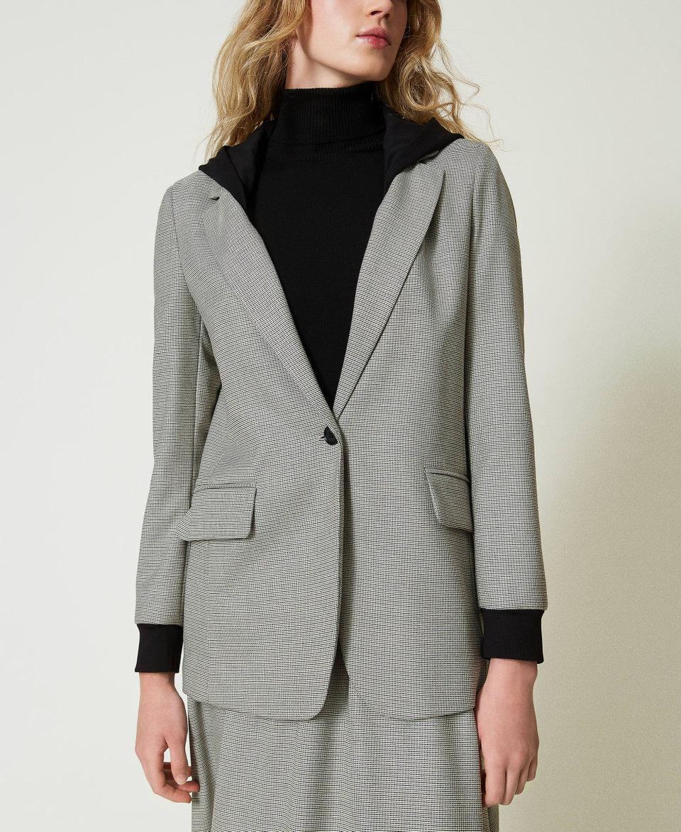 Twin Set Giacca blazer in pied de poule con cappuccio Spedizione gratuita