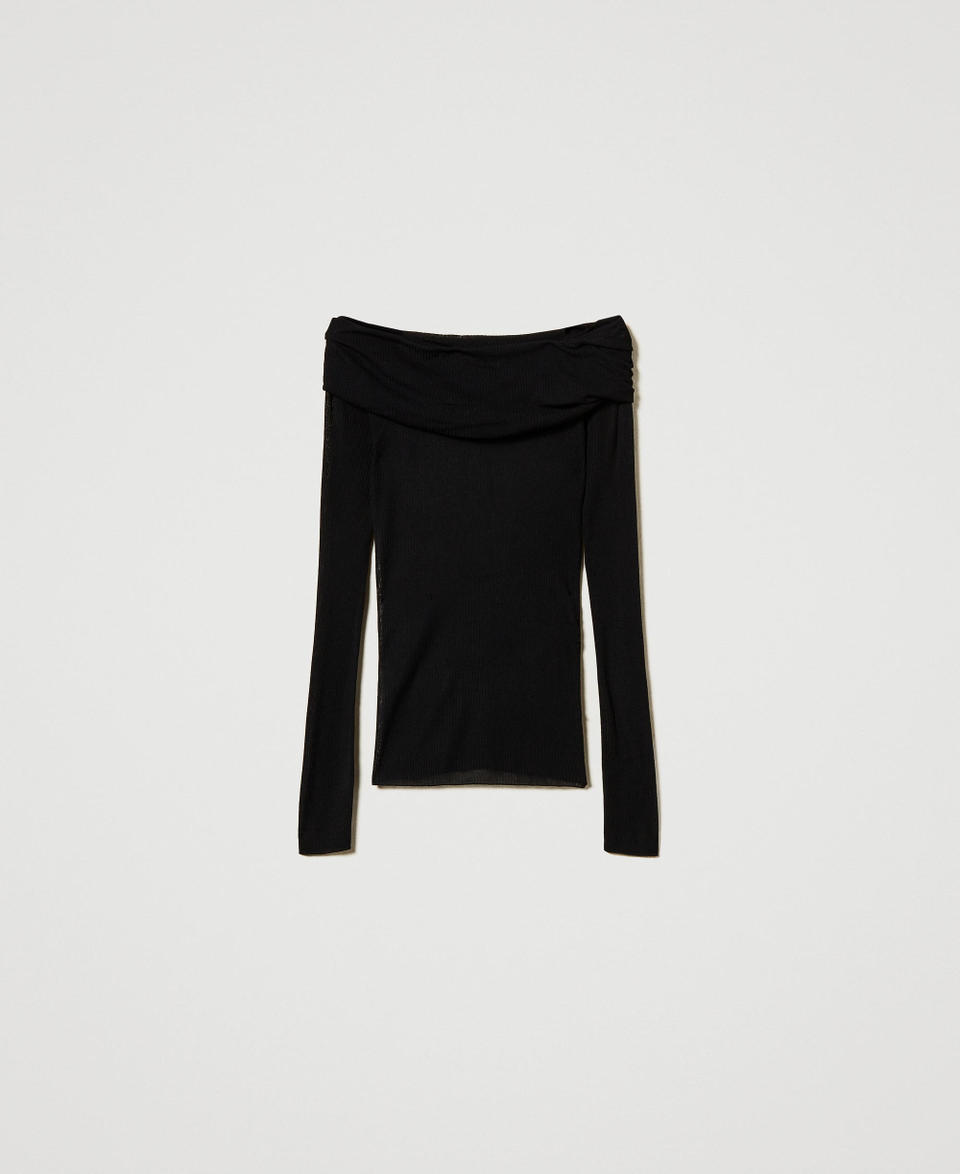 Twin Set Maglia off shoulder in viscosa Sconto di tempo limitato