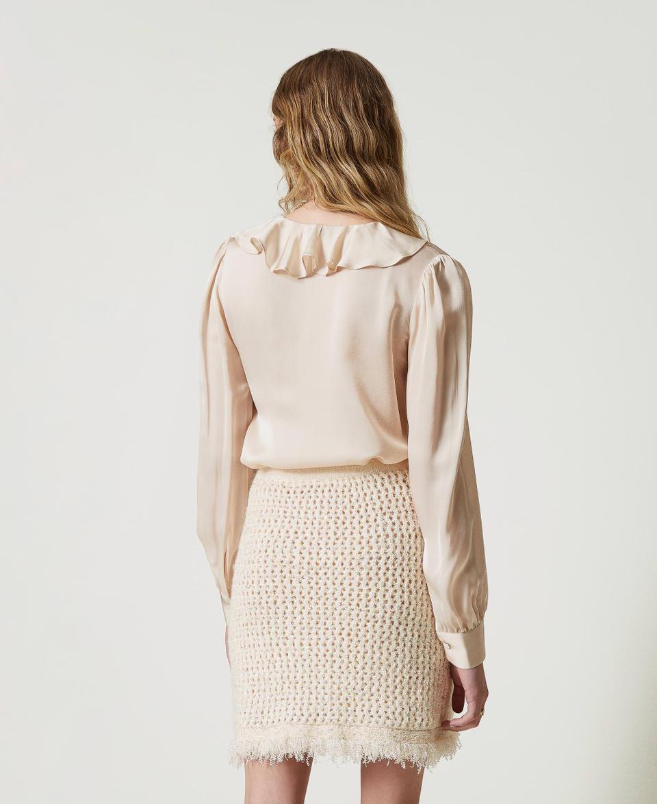 Twin Set Blusa in raso con volant Prezzo di fabbrica
