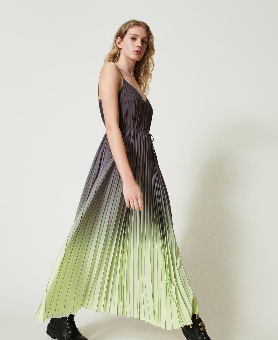 Twin Set Abito lungo in georgette plissé stampata