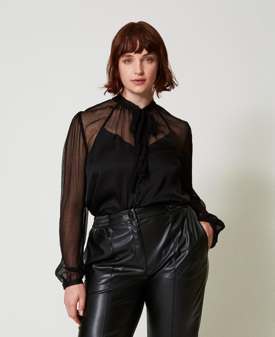 Twin Set Camicia in raso e chiffon Grande vendita