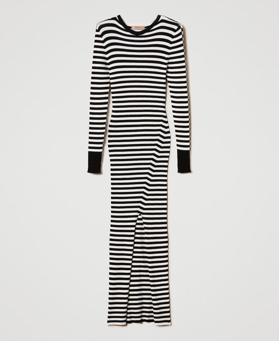 Twin Set Abito lungo in maglia a righe Black Friday