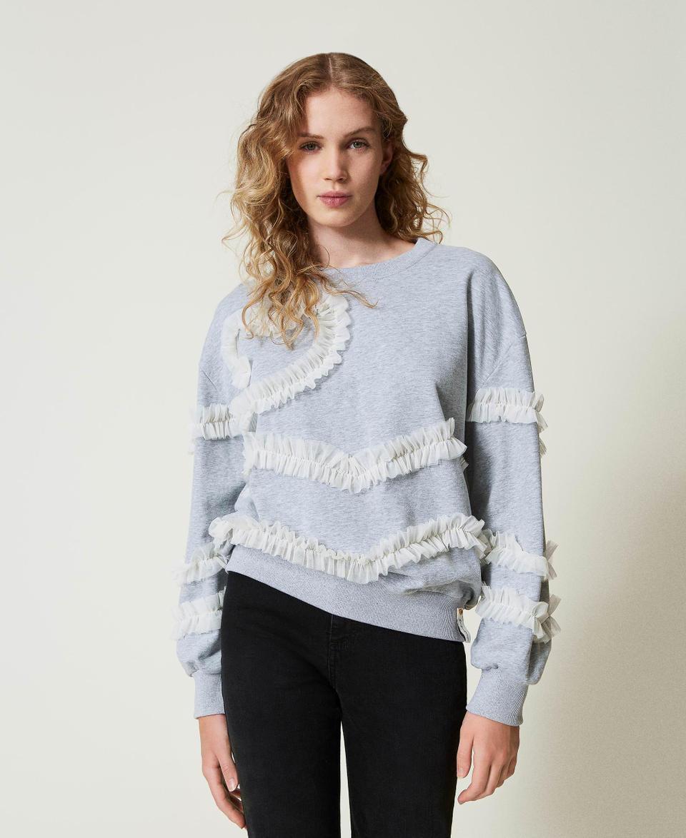 Twin Set Felpa mélange con volant in tulle Cyber Monday