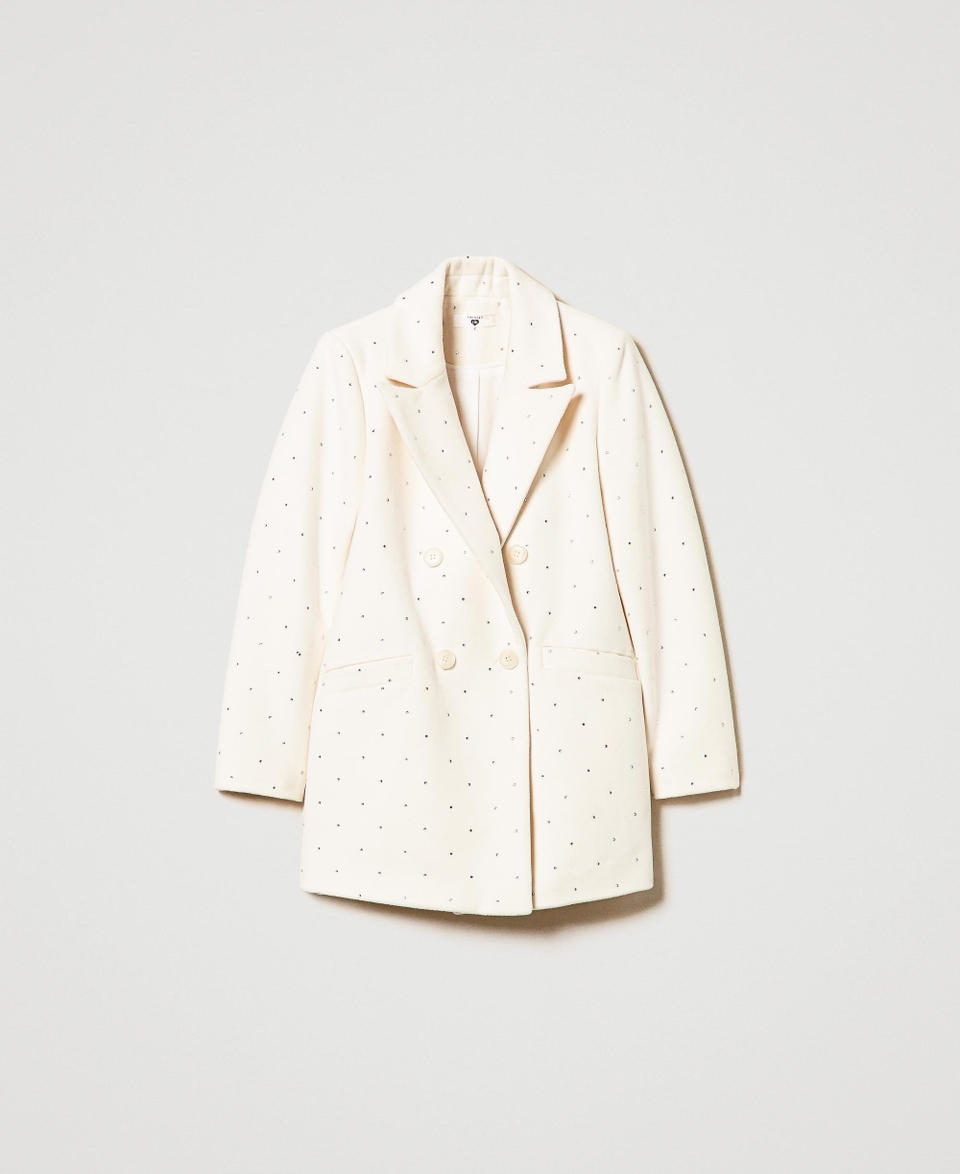 Twin Set Cappotto corto in panno con strass Offerta natalizia