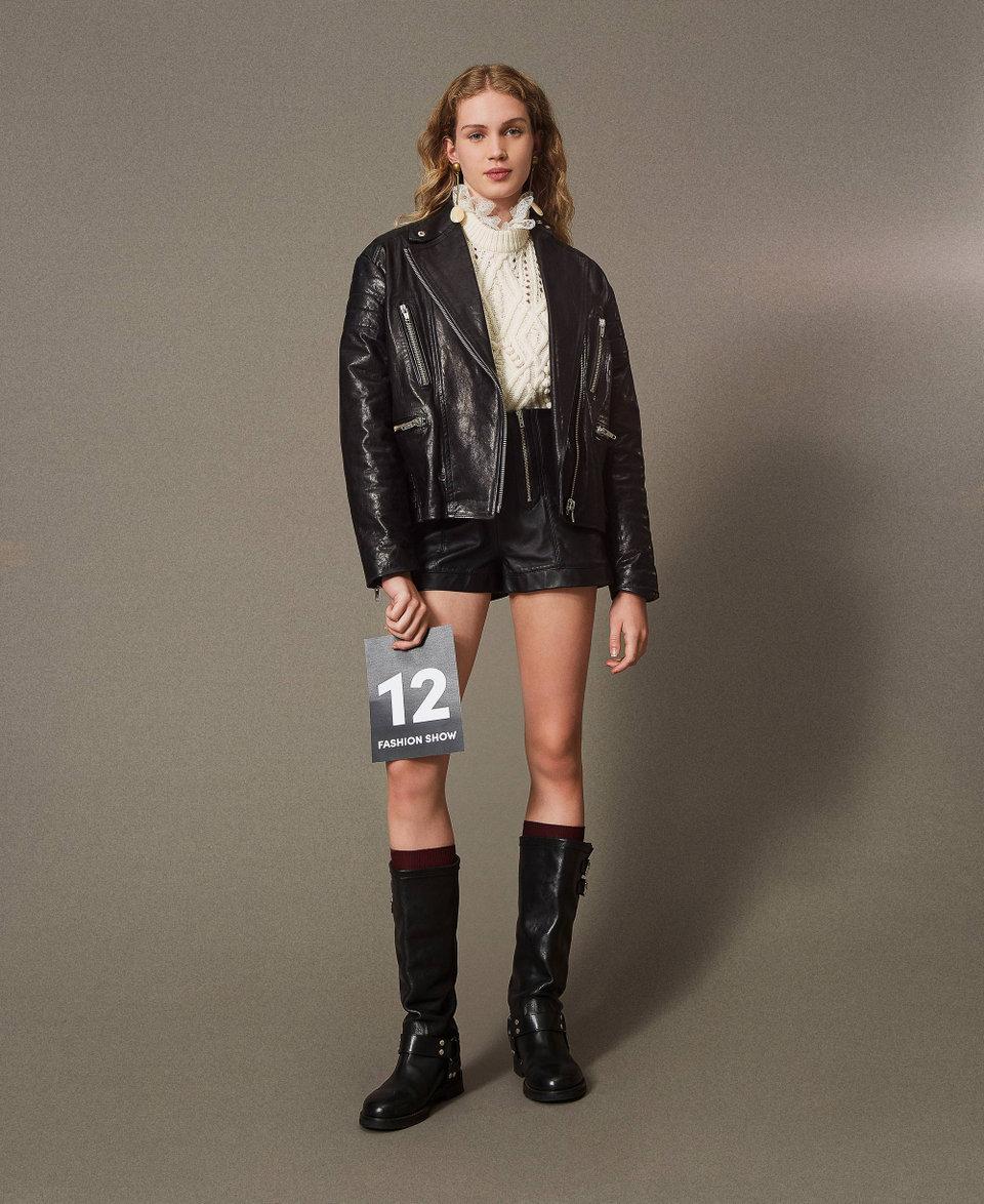 Twin Set Giacca biker 'Fairfax' in pelle Offerta per la Festa della Mamma