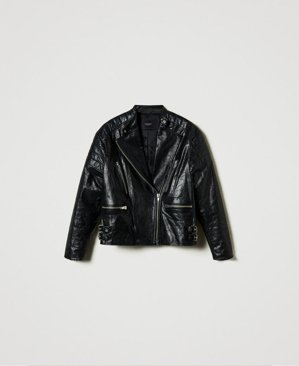 Twin Set Giacca biker 'Fairfax' in pelle Offerta per la Festa della Mamma