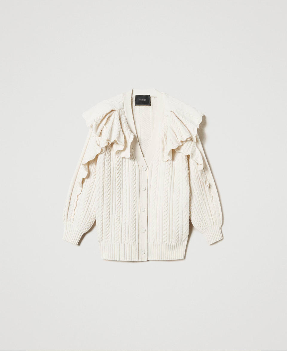Twin Set Cardigan in misto lana con volant Offerta temporanea