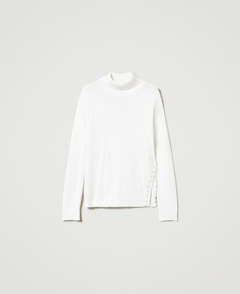Twin Set Maglia dolcevita in misto angora con perle Liquidazione