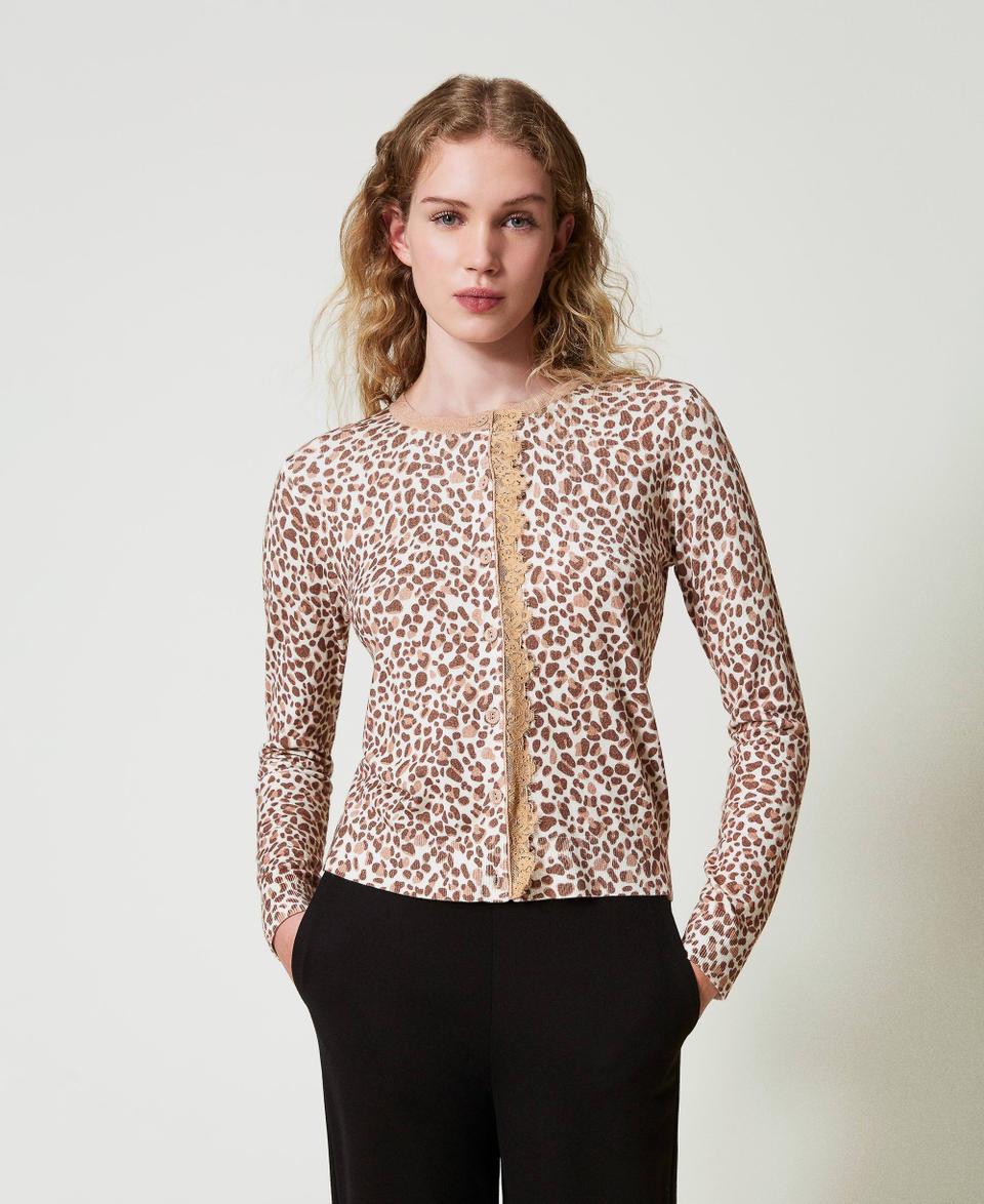 Twin Set Cardigan in maglia con stampa e pizzo Offerte giornaliere
