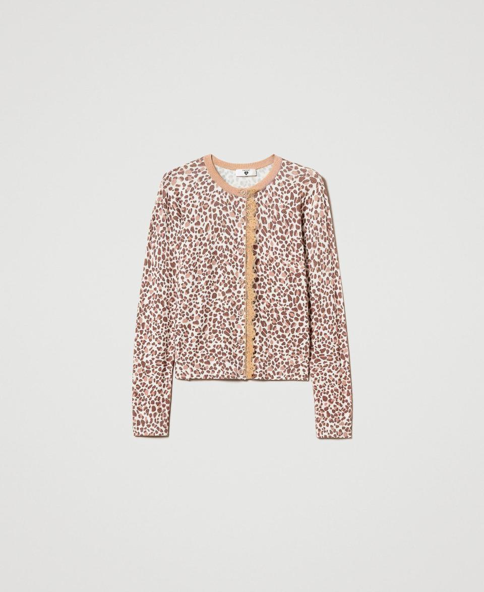 Twin Set Cardigan in maglia con stampa e pizzo Offerte giornaliere