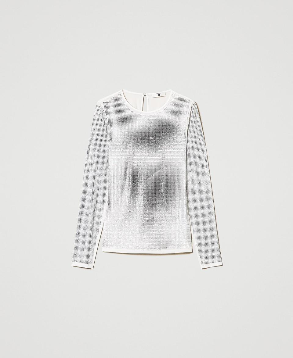 Twin Set T-shirt stretch con strass all over Ultimi tre giorni