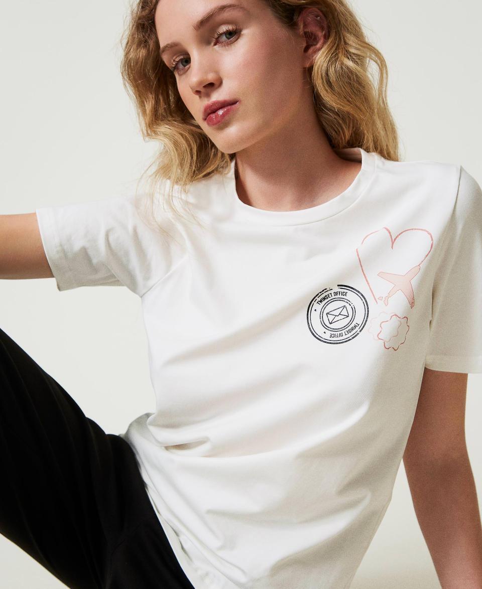 Twin Set T-shirt regular con stampa glitter ACQUISTA ORA