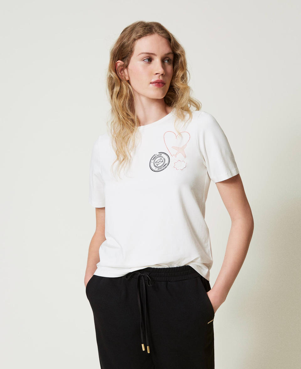 Twin Set T-shirt regular con stampa glitter ACQUISTA ORA