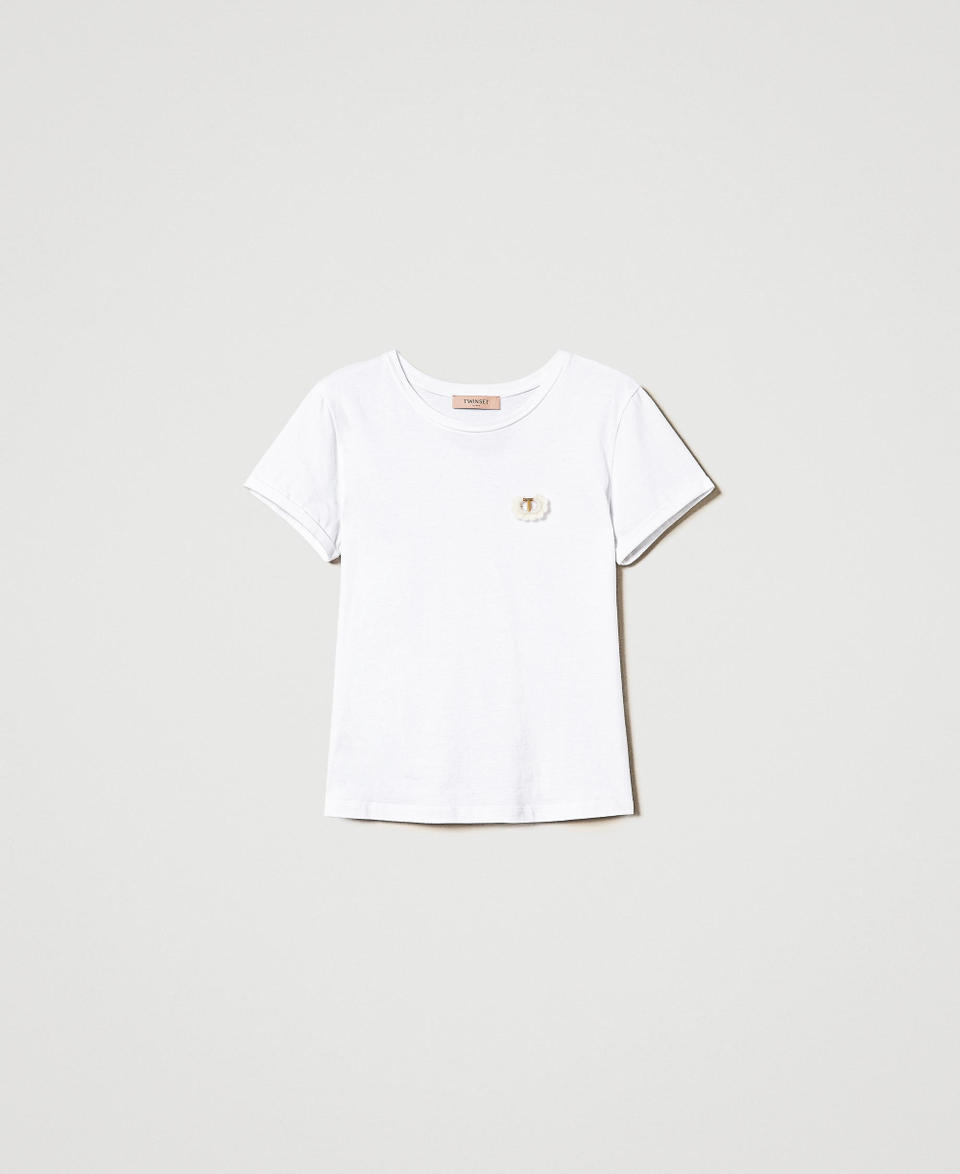 Twin Set T-shirt fitted con spilla crochet Ultimi due giorni