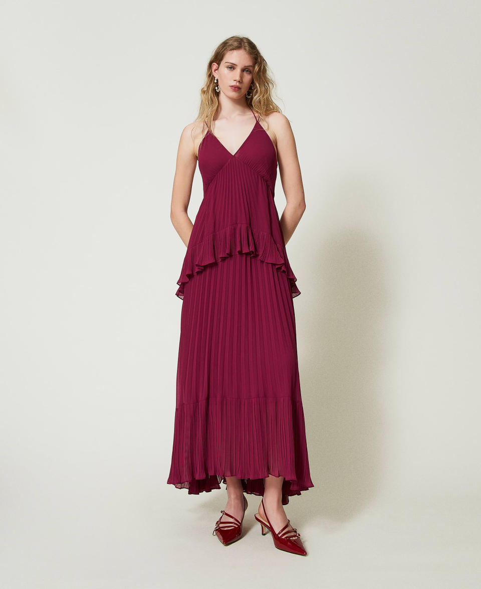 Twin Set Abito lungo in georgette plissé Fino al 65% di sconto