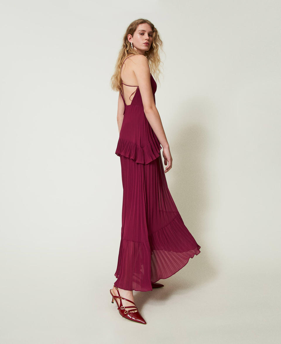 Twin Set Abito lungo in georgette plissé Fino al 65% di sconto