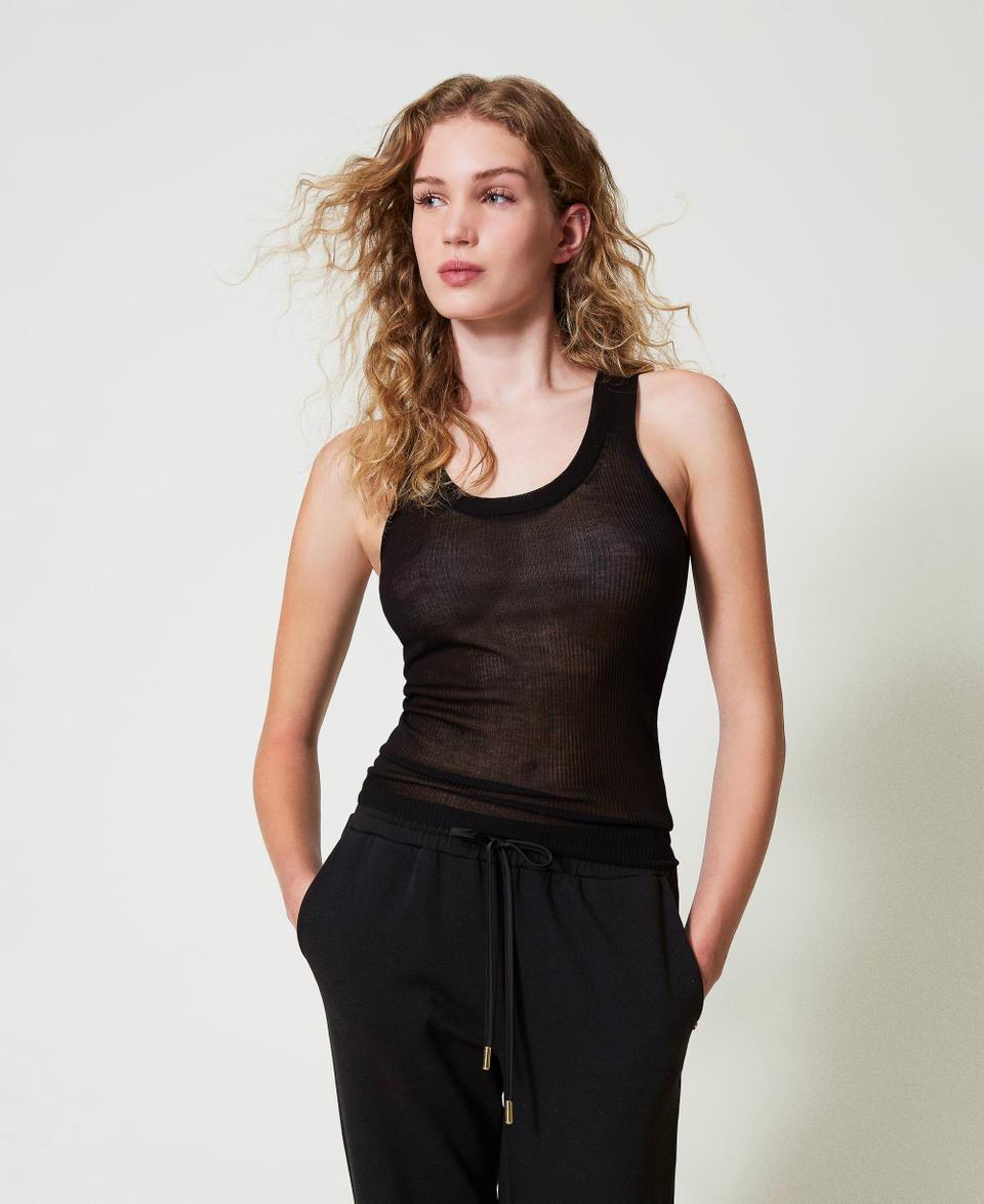 Twin Set Top fitted in maglia di viscosa Sostegno trimestrale