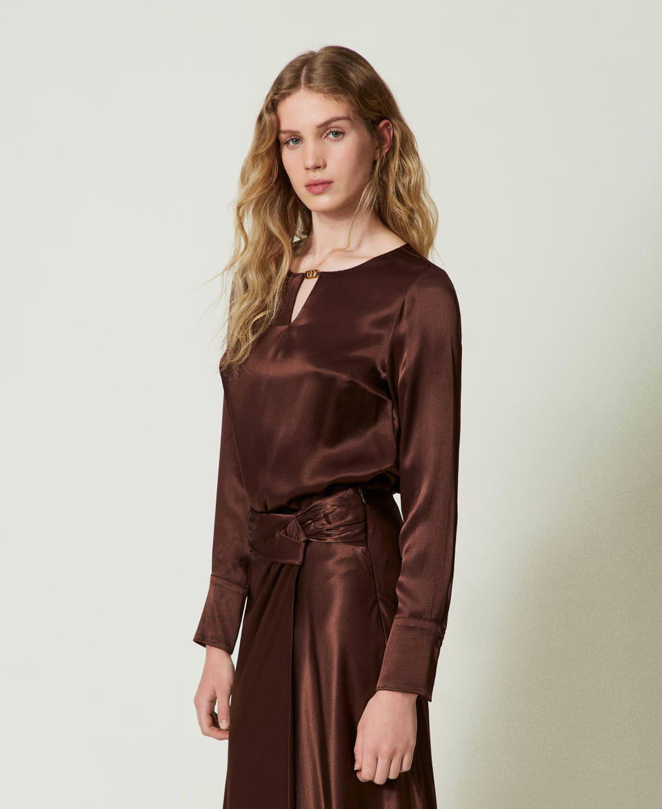 Twin Set Blusa in raso con Oval T Officina