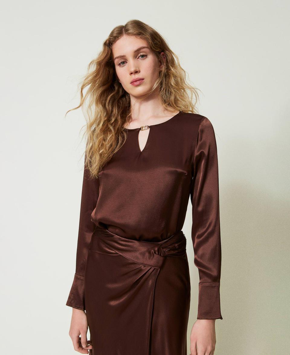 Twin Set Blusa in raso con Oval T Officina