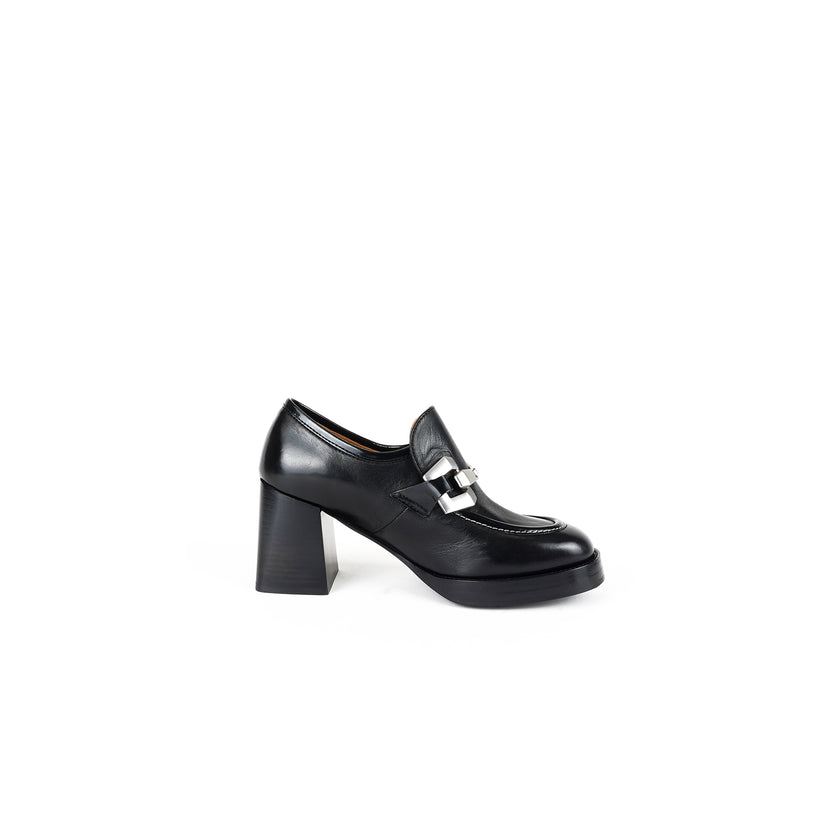 Viola Ricci Lya - Mocassino con tacco Nero Promozione
