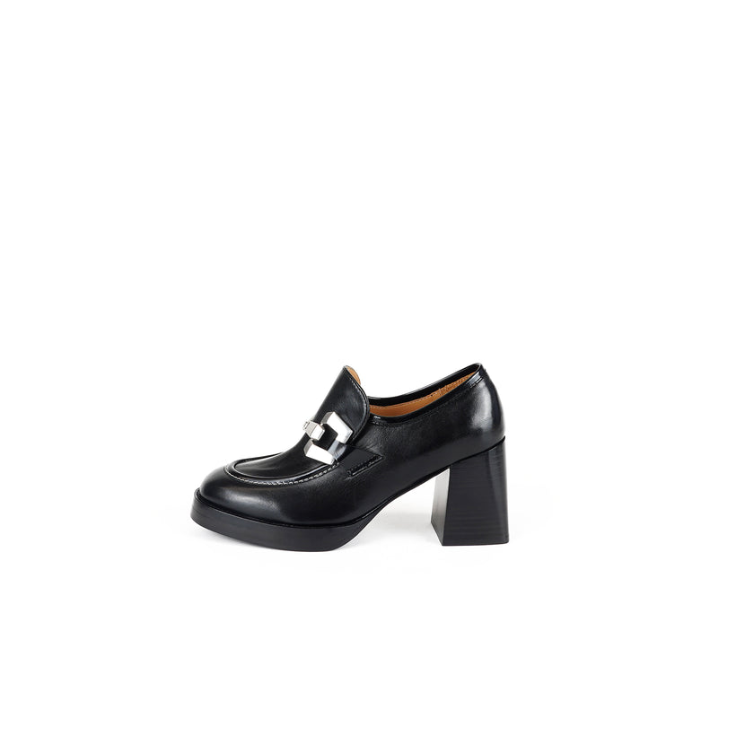 Viola Ricci Lya - Mocassino con tacco Nero Promozione