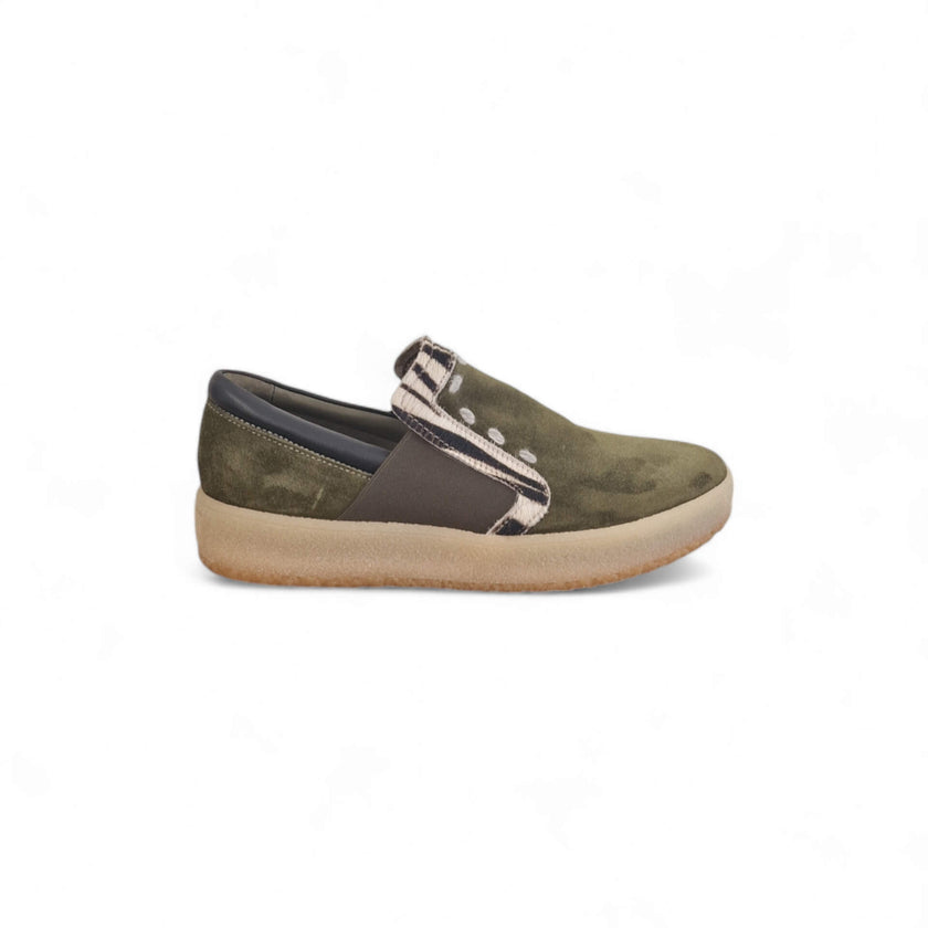 Viola Ricci Regina - slip on in pelle verde animalier - smith Promozione Limitata