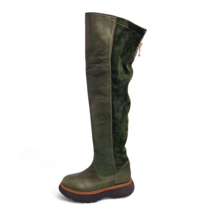 Viola Ricci Gio - stivale alto verde Offerta