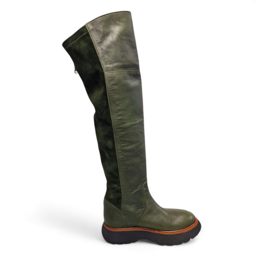 Viola Ricci Gio - stivale alto verde Offerta