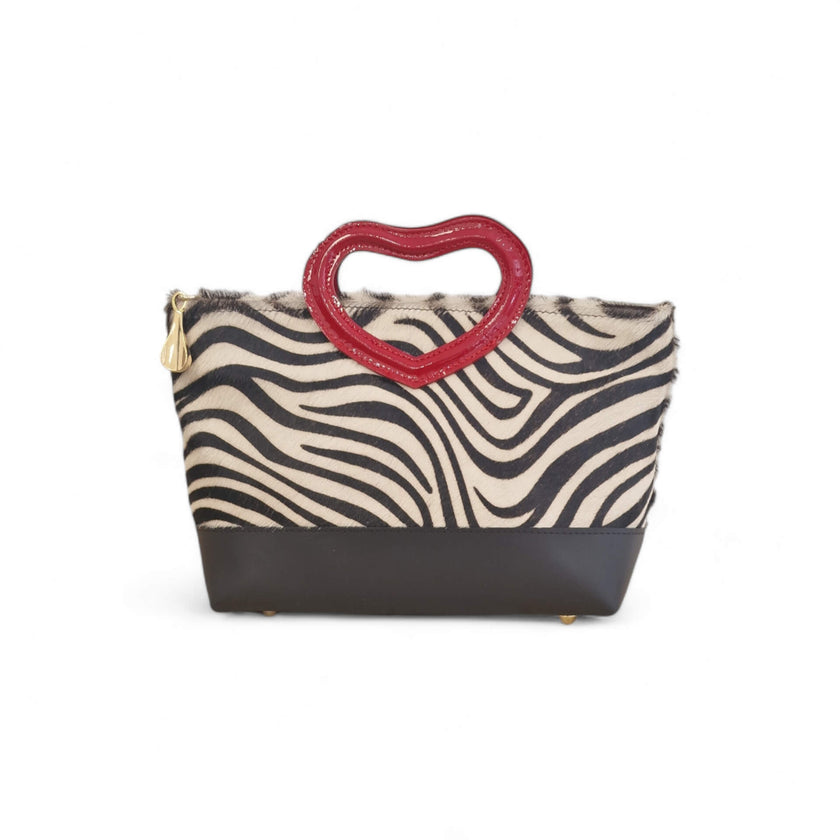 Viola Ricci Love - Borsa in pelle bianco e nero - cuore Vendita
