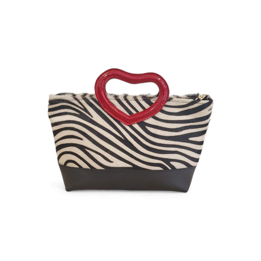 Viola Ricci Love - Borsa in pelle bianco e nero - cuore Vendita