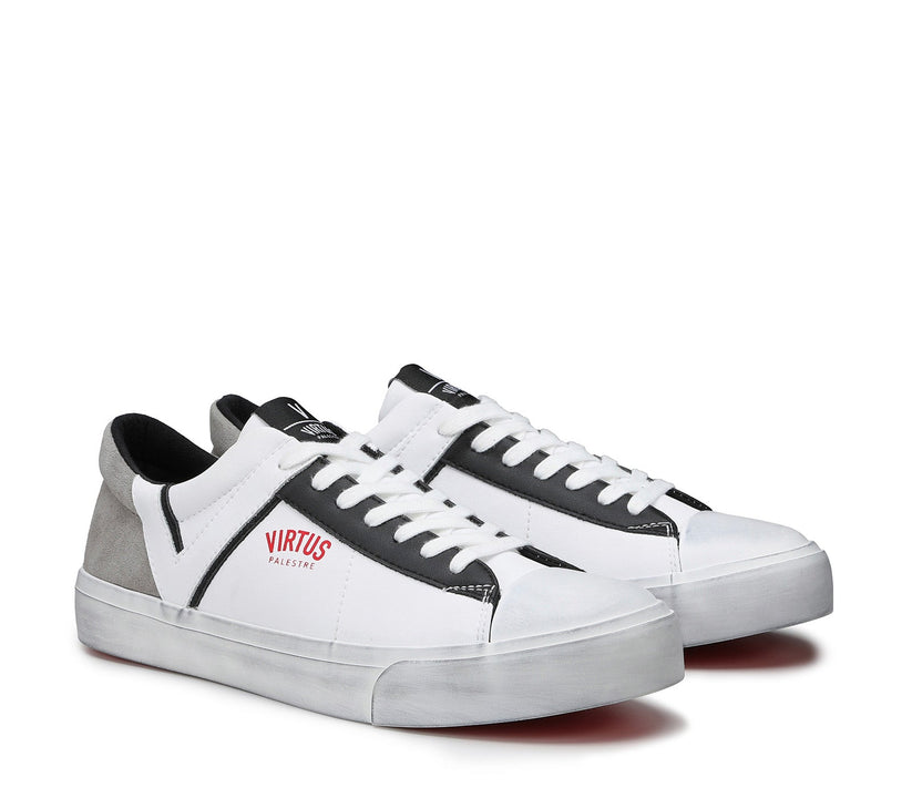 ﻿VIRTUS PALESTRE Rubby Low Leather/Suede white/Grey Consegna Veloce