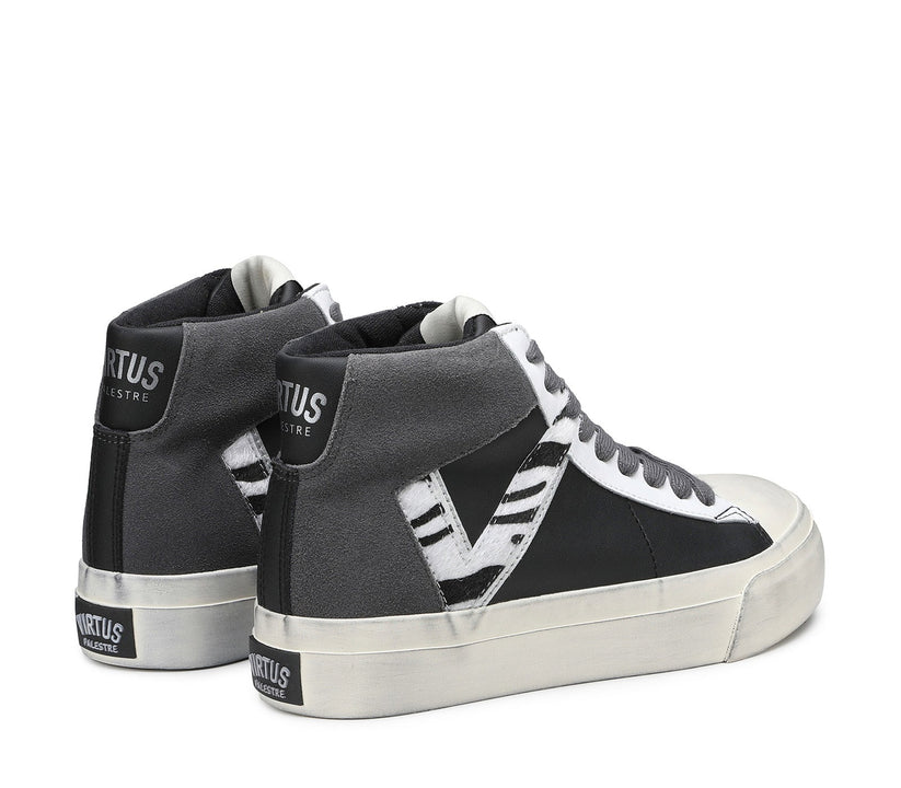 VIRTUS PALESTRE Rubby Mid Leather/suede black/dk. grey-zebra Prezzo Ridotto
