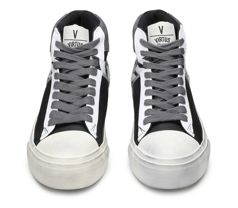 VIRTUS PALESTRE Rubby Mid Leather/suede black/dk. grey-zebra Prezzo Ridotto