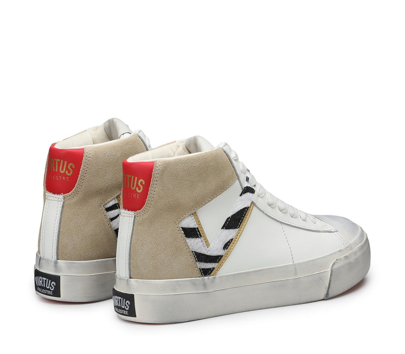 VIRTUS PALESTRE Rubby Mid Leather/suede off white/sand-zebra Novità