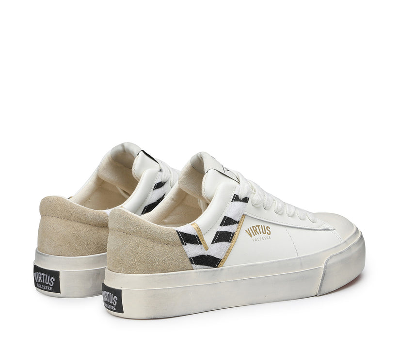 VIRTUS PALESTRE Rubby Low Leather/suede off white/sand-zebra Negozi Online
