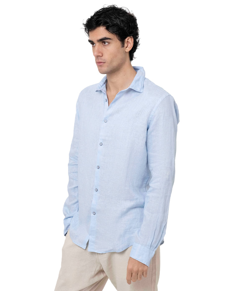Why not brand Camicia in Lino con Collo alla Francese Offerta