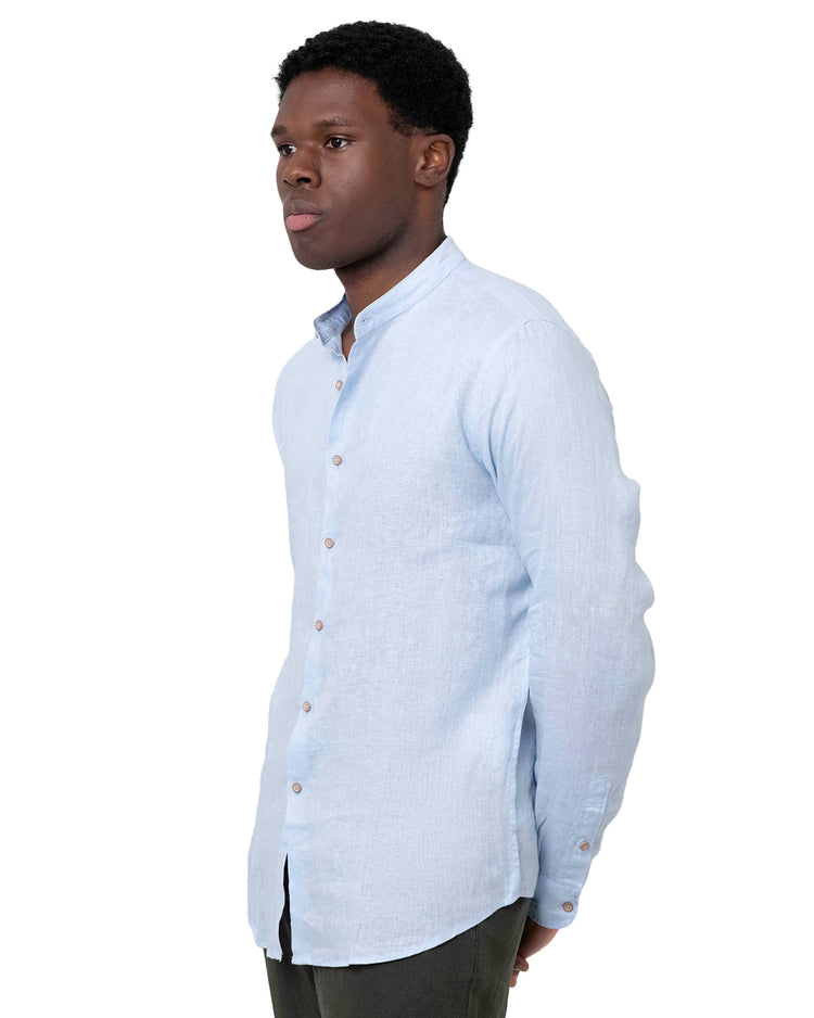 Why not brand Camicia in Lino con Collo Koreano Economico