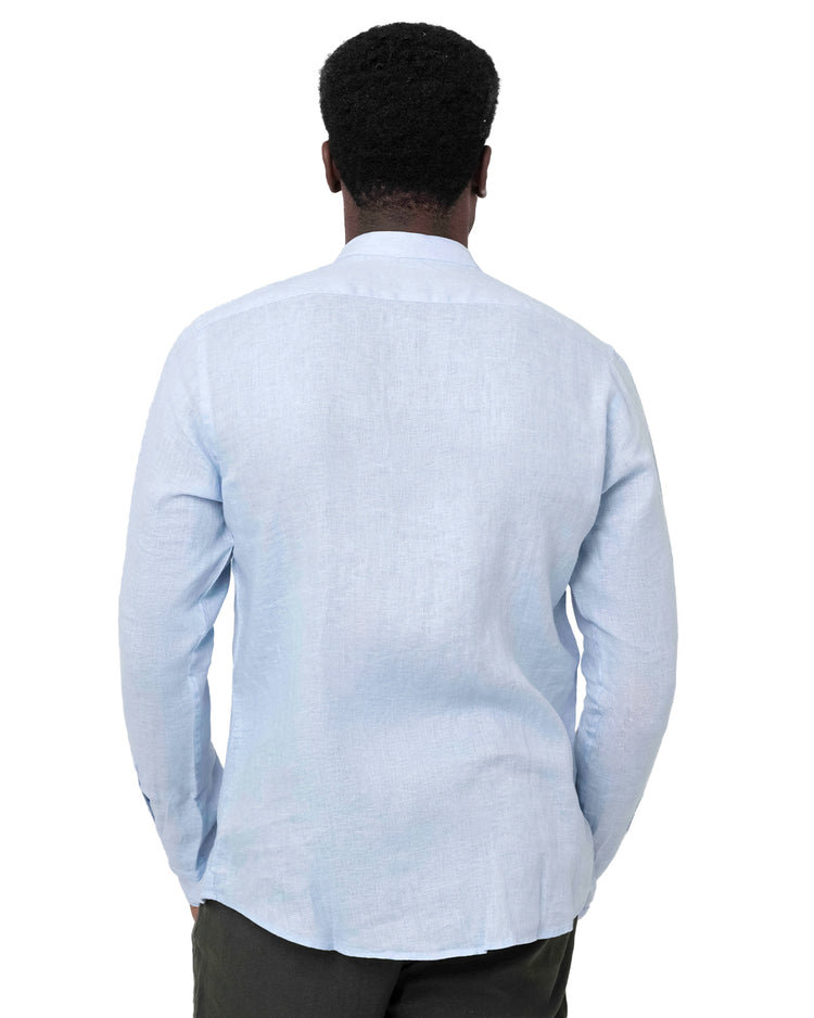 Why not brand Camicia in Lino con Collo Koreano Economico