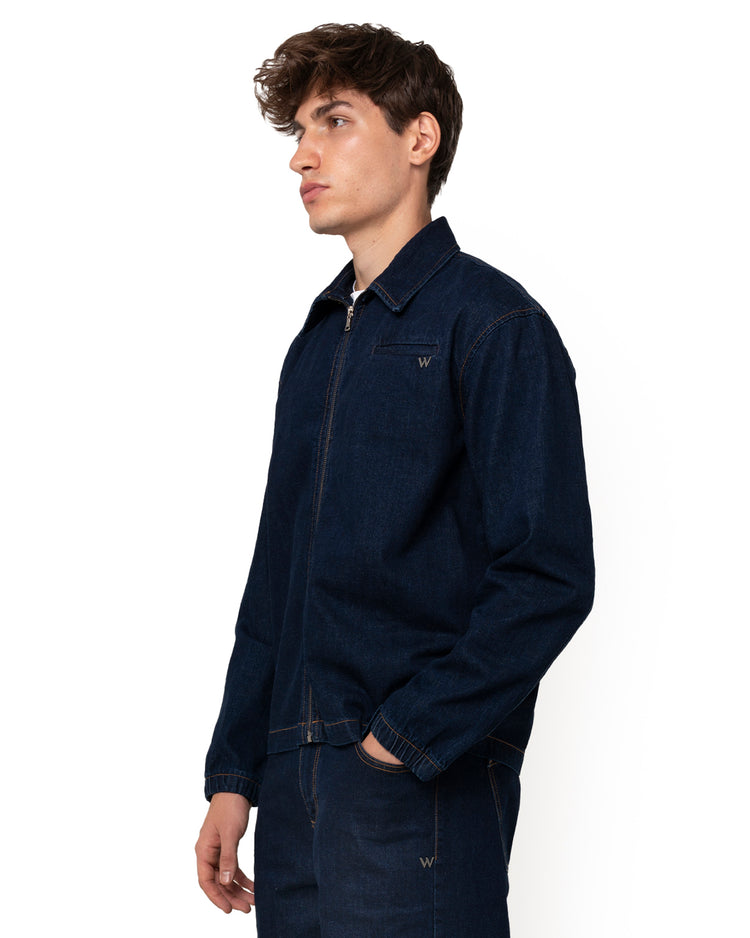Why not brand Giacca in denim con zip blu wash Nuovo