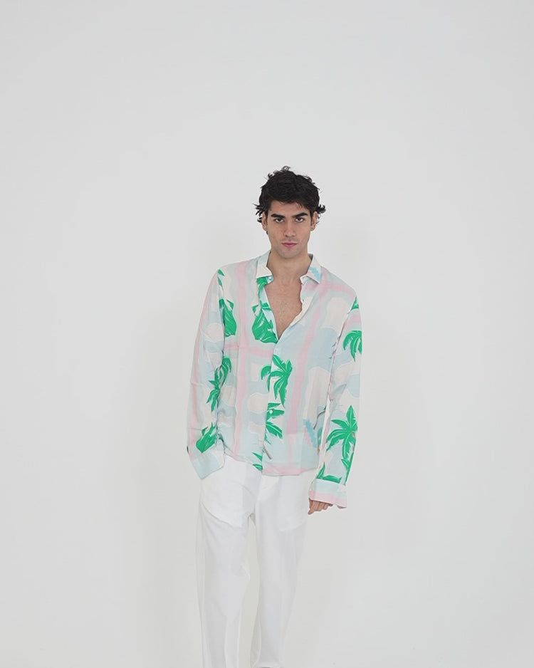 Why not brand Camicia Manica Lunga con Palme Spedizione Gratuita