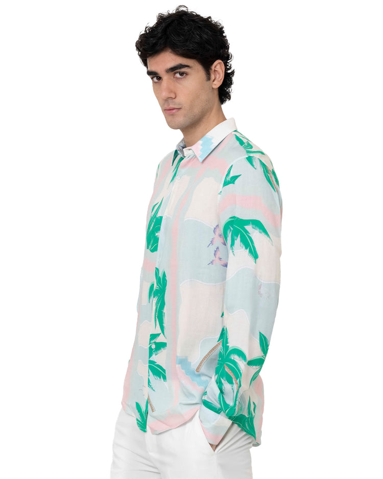 Why not brand Camicia Manica Lunga con Palme Spedizione Gratuita