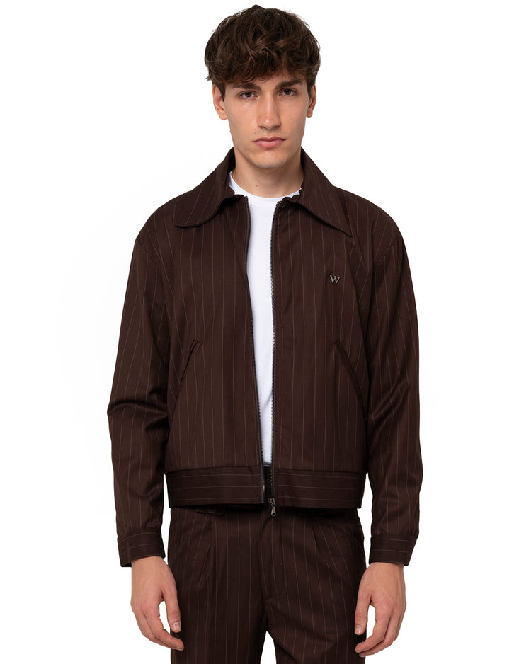 Why not brand Giacca gessatta con colletto e zip Promozione Limitata