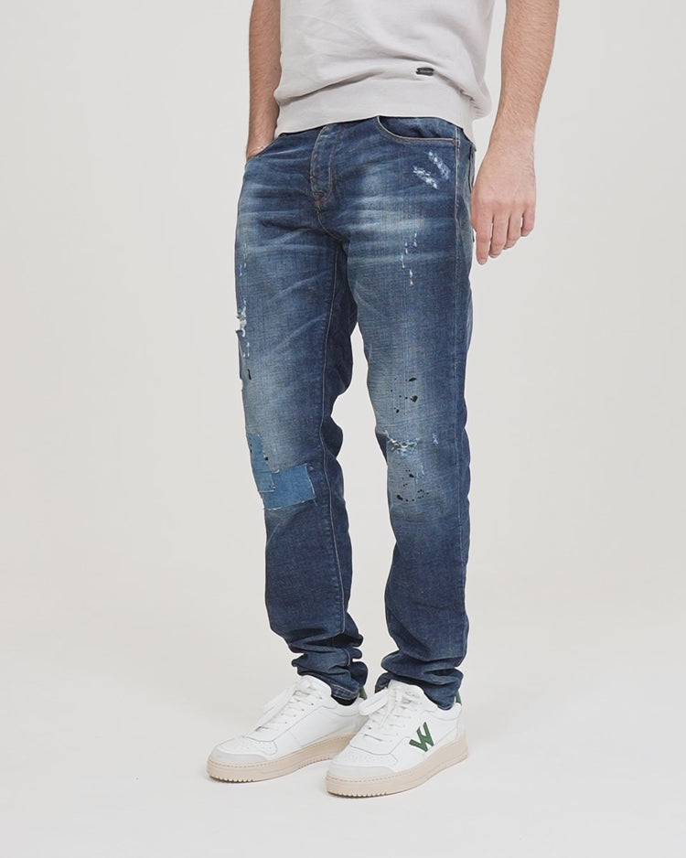 Why not brand Jeans Slimfit con Abrasioni Rifiniti a Mano In Saldo